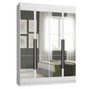 Ver imagem 2 de Guarda-Roupa Solteiro 4 Portas Batentes com Espelhos Branco/Branco/Preto Saturno Madesa