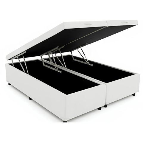 Cama Box Baú Casal Bipartido 69 Diversas Cores (138x188x42):corino Branco/casal
