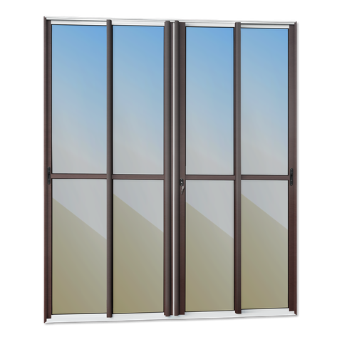 Porta Correr 4F.Móv.210 x 240 Elite c/Fechadura Tetra V.Reflex Mix Corten Brimak