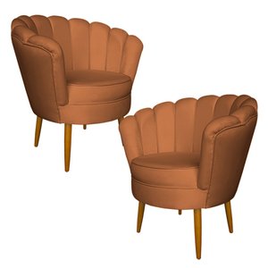 Kit 2 Poltronas Decorativa Sala de Estar Pétala Veludo Terracota - Montanaris Decor MD MONTANARIS DE