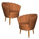 Ver imagem 1 de Kit 2 Poltronas Decorativa Sala de Estar Pétala Veludo Terracota - Montanaris Decor MD MONTANARIS DE
