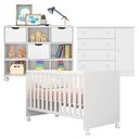 Ver imagem 1 de Berço Americano 100 com Rodízios e Cômoda 2561 com Nicho Organizador 3 Gavetas Branco Brilho