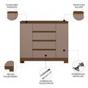 Ver imagem 2 de Cômoda com Sapateira Selene A02 4 Gavetas MDF-MDP Nogueira-Cappuccino Mpozenato