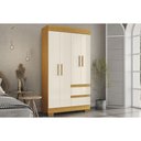 Ver imagem 1 de Guarda Roupa Solteiro 4 Portas e 2 Gavetas Maya Nature/off White - Acp