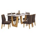 Ver mais imagens de Mesa de Sala Jantar Nala C/ Tampo Madeirado C/ Vidro Curvo 170x90cm Freijo/off White - Dj Móveis