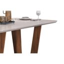 Ver imagem 5 de Mesa de Sala Jantar Nala C/ Tampo Madeirado C/ Vidro Curvo 170x90cm Freijo/off White - Dj Móveis