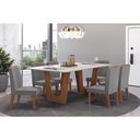 Ver imagem 3 de Mesa de Sala Jantar Nala C/ Tampo Madeirado C/ Vidro Curvo 170x90cm Freijo/off White - Dj Móveis
