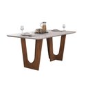 Ver imagem 1 de Mesa de Sala Jantar Nala C/ Tampo Madeirado C/ Vidro Curvo 170x90cm Freijo/off White - Dj Móveis