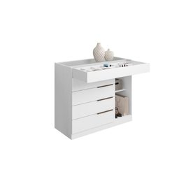 Cômoda com Porta Jóias Mostrador de Vidro Sevilha 1 Porta 5 Gavetas Branco - Aramoveis - 2