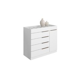 Cômoda com Porta Jóias Mostrador de Vidro Sevilha 1 Porta 5 Gavetas Branco - Aramoveis - 5