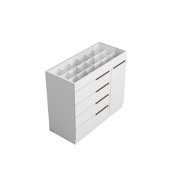 Cômoda com Porta Jóias Mostrador de Vidro Sevilha 1 Porta 5 Gavetas Branco - Aramoveis - 3