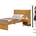 Ver imagem 5 de Cama de Solteiro Ripada em MDF e MDP Lady Marrom/Nature/Off White