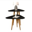 Ver imagem 2 de Jogo 2 Mesas Sala Lateral e Apoio 3 Pontas Estilo Retro Pés Palito Cor Preto - Comprar Moveis em Cas