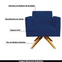 Ver imagem 4 de Poltrona Decorativa Isabella Base Giratória Madeira Suede Azul Marinho - Gran Belo