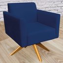 Ver imagem 2 de Poltrona Decorativa Isabella Base Giratória Madeira Suede Azul Marinho - Gran Belo