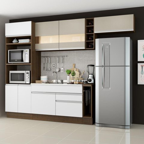 Cozinha Completa Safira Armário e Balcão Branco Madesa
