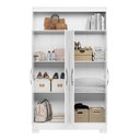 Ver imagem 3 de Conjunto Para Escritório 2 Mesas e 1 Armário Multiuso 4 portas Branco Notável Móveis
