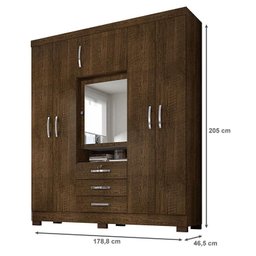 Guarda Roupa Casal Imperial com Cômoda Sapateira Cannes Malbec – Incorplac - 6