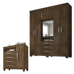 Guarda Roupa Casal Imperial com Cômoda Sapateira Cannes Malbec – Incorplac - 1