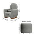 Ver imagem 2 de Poltrona Amamentação de Balanço com Puff Lara Estrutura Reforçada e Design Curvo Chenille Cinza