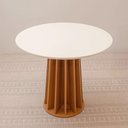 Ver imagem 1 de Mesa de Jantar 90cm Redonda Base Ripada Dalla Costa 100% Mdf Cor:off White com Freijó