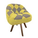 Ver imagem 2 de Poltrona Paloma Escritório Sala Giratória Madeira Suede Amarelo e Suede Cappuccino - Dominic Decor