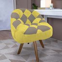 Ver imagem 1 de Poltrona Paloma Escritório Sala Giratória Madeira Suede Amarelo e Suede Cappuccino - Dominic Decor