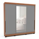 Ver imagem 2 de Roupeiro Madri 3 Portas de Correr com Espelho 217x213cm Cinza/Freijó 250831