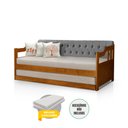 Ver imagem 2 de Bicama Dublin Estofado Capitonê Veludo Cinza Madeira com Cama Auxiliar 2 Colchões 