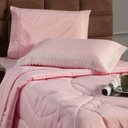 Ver imagem 3 de Kit Edredom Liso Solteiro 02pçs Percal 200 Fios Rosa