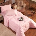 Ver imagem 2 de Kit Edredom Liso Solteiro 02pçs Percal 200 Fios Rosa