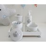 Kit Higiene Porcelana Bebê Banho Cuidado Quarto Unissex Maternidade K014 Coroa - Prata - 2