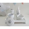Kit Higiene Porcelana Bebê Banho Cuidado Quarto Unissex Maternidade K014 Coroa - Prata - 2