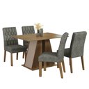 Ver imagem 2 de Conjunto Sala de Jantar Mesa Tampo de Madeira 4 Cadeiras Rustic/crema/silver Gisele Madesa