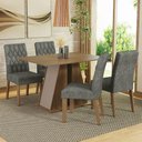 Ver imagem 1 de Conjunto Sala de Jantar Mesa Tampo de Madeira 4 Cadeiras Rustic/crema/silver Gisele Madesa