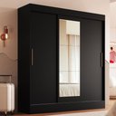 Ver imagem 1 de Guarda-roupa Casal Londes 3 Portas 2 Gavetas com Espelho 100% Mdf Preto - Doripel Móveis