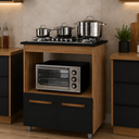 Ver imagem 1 de Balcão de Cozinha Armário para Fogão Cooktop 5 Bocas com Nicho para Forno Elisa - Savana/Preto