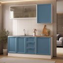 Ver imagem 1 de Cozinha Compacta Planejada 4 Peças 2 Aéreos 2 Balcões Soho CabeCasa MadeiraOriginals Azul/Branco