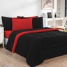 Kit Edredom + Jogo de Lençol 100% Algodão Gran Moratta 7 Peças Casal Preto-vermelho - 1