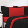 Kit Edredom + Jogo de Lençol 100% Algodão Gran Moratta 7 Peças Casal Preto-vermelho - 2