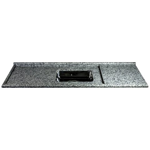 Pia de Cozinha 150x55cm em Granito com Acamento Reto Cuba Rasa em Inox Incolor Generali