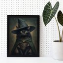 Ver imagem 2 de Quadro Decorativo Witchy Black cat 24x18cm - com Vidro:madeira Branca