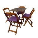 Ver imagem 2 de Conjunto Dobrável 70x70 Imbuia com 4 Cadeiras Estofada Roxo