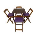 Ver imagem 1 de Conjunto Dobrável 70x70 Imbuia com 4 Cadeiras Estofada Roxo
