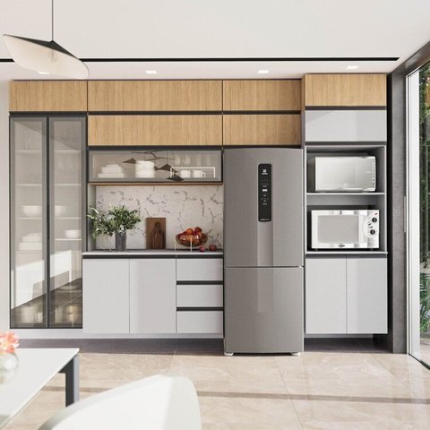 Cozinha Planejada 10 Peças 7 Aéreos 1 Balcão 1 Torre 1 Cristaleira Nara CabeCasa MadeiraOriginals Mar