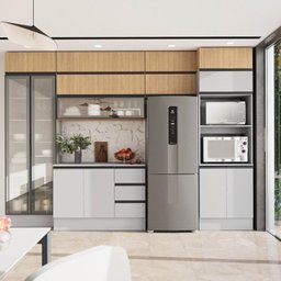 Cozinha Modulada 10 Peças 7 Aéreos 1 Balcão 1 Torre 1 Cristaleira Nara CabeCasa MadeiraMadeira - 3
