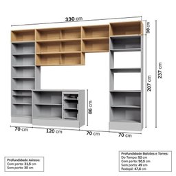 Cozinha Modulada 10 Peças 7 Aéreos 1 Balcão 1 Torre 1 Cristaleira Nara CabeCasa MadeiraMadeira - 5