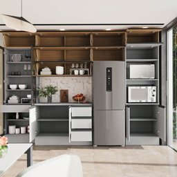 Cozinha Modulada 10 Peças 7 Aéreos 1 Balcão 1 Torre 1 Cristaleira Nara CabeCasa MadeiraMadeira - 6