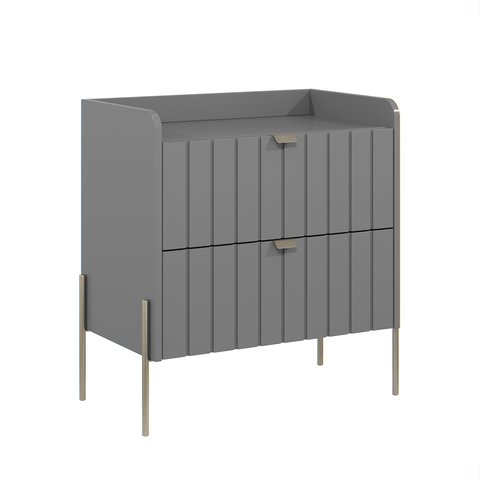 Mesa de Cabeceira Cinza Moderna Moriah 60cm Alto Padrão:champagne/cinza