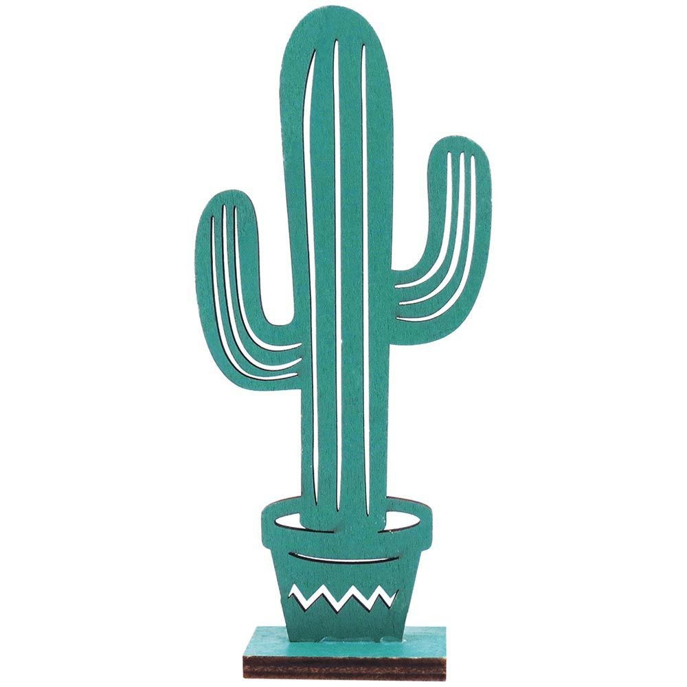 Vaso Decorativo Design Cacto Verde Mdf Para Jardim Enfeite - 1